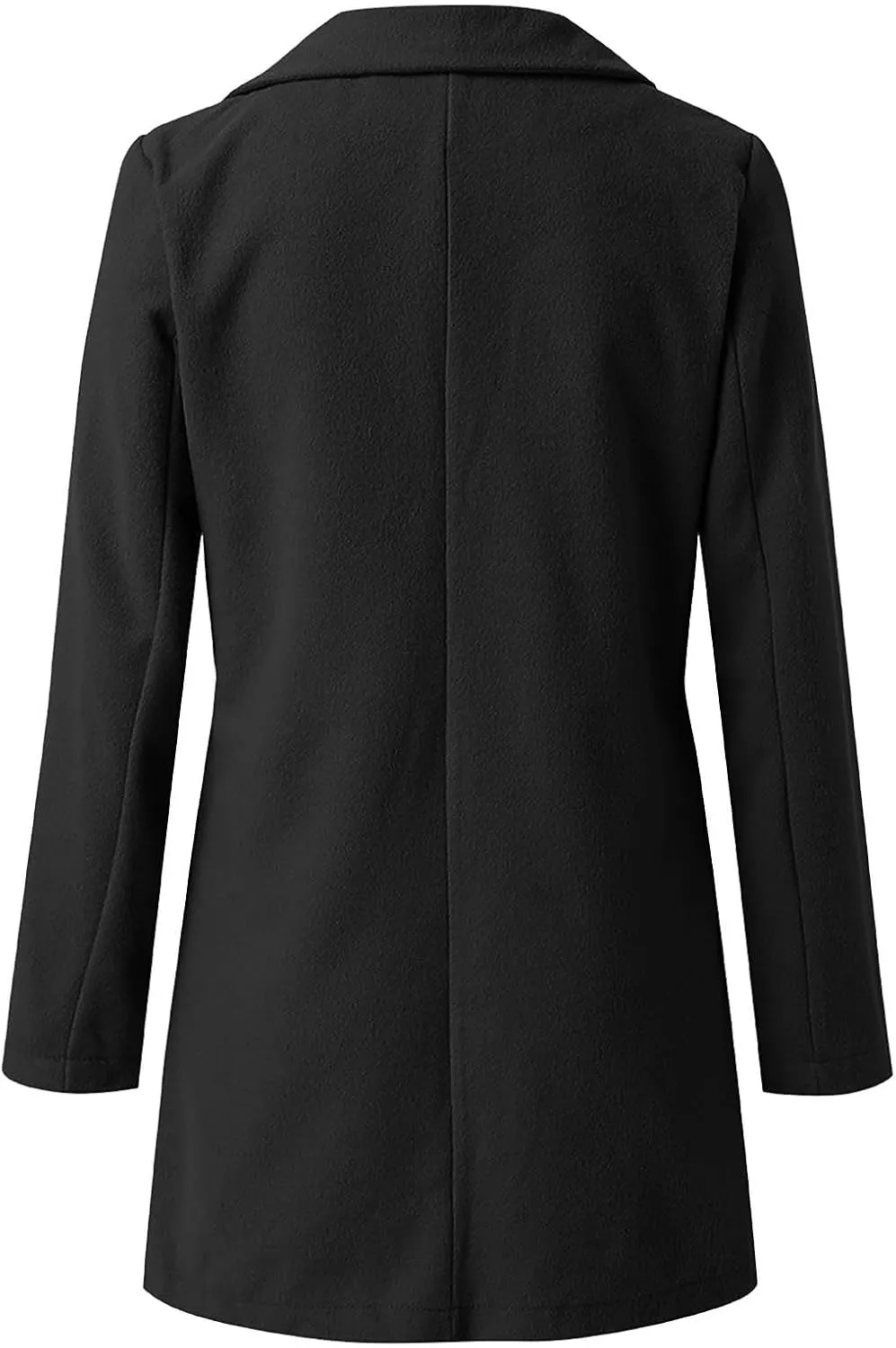 Womens Open Front Wool Coat Long Sleeve Notch Lapel Trench Coat Mid-Long Cardigan Pea Coat Casual Business Winter Coats
