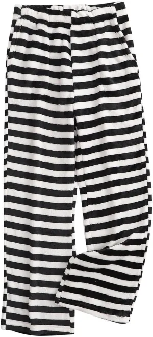 Womens Pajama Pants Winter Fleece Lined Drawstring with Pockets Plain Pajama Pants Warm Flannel Pajama Pants