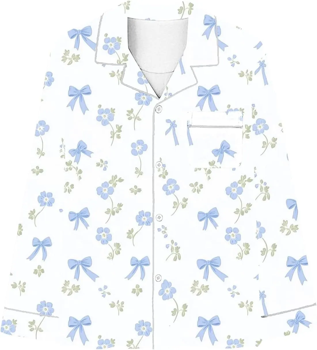 Women's Pajama Sets Loose Fit Long Sleeve Button down Shirts with Casual Long Pants Fashion Print 2 Sets Sleepwear