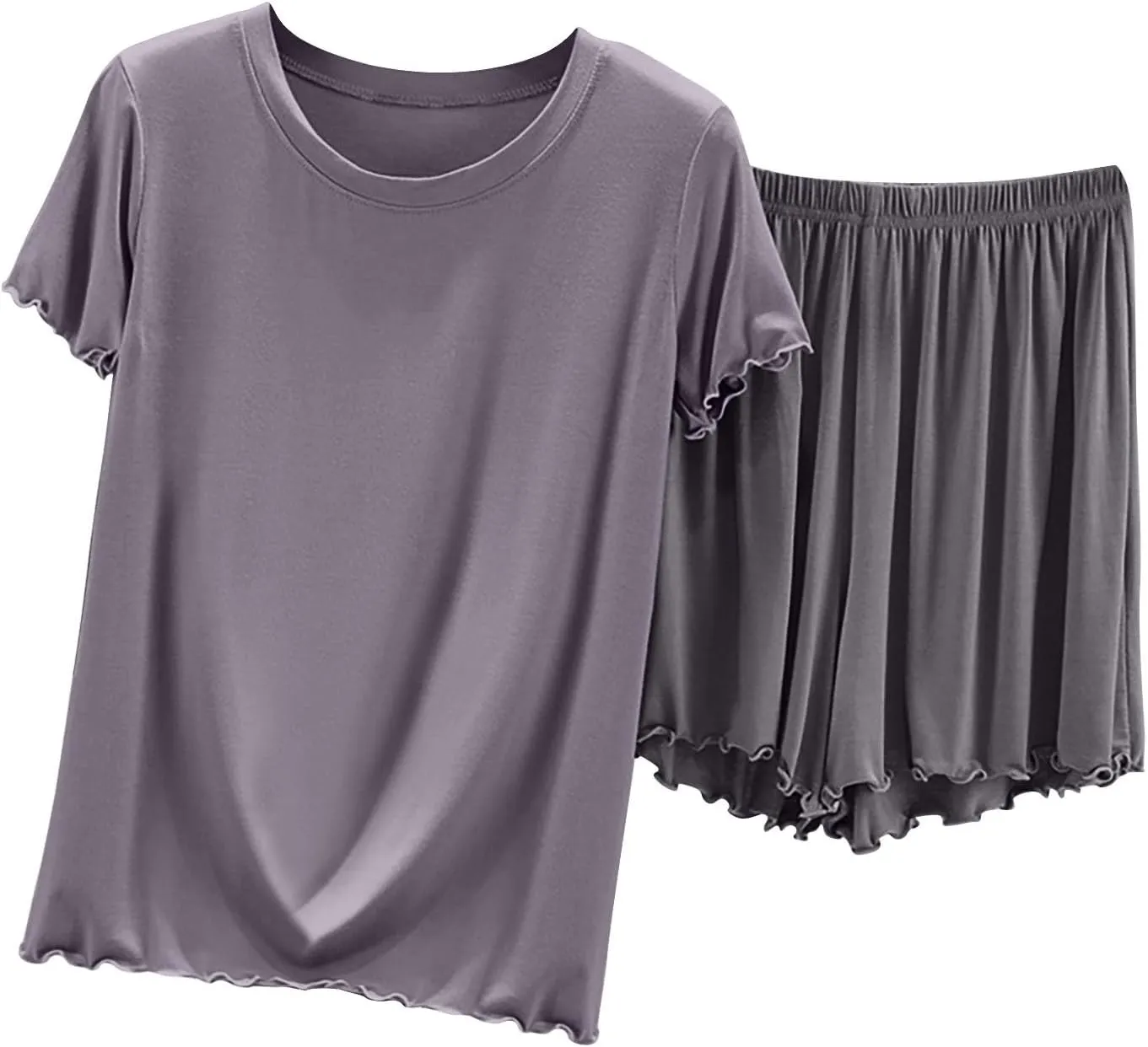 Womens Pajama Sets Short Sleeve Crewneck Tops and Shorts Soft Comfy Lounge Set 2 Piece Outfits Loungewear Sweatsuit