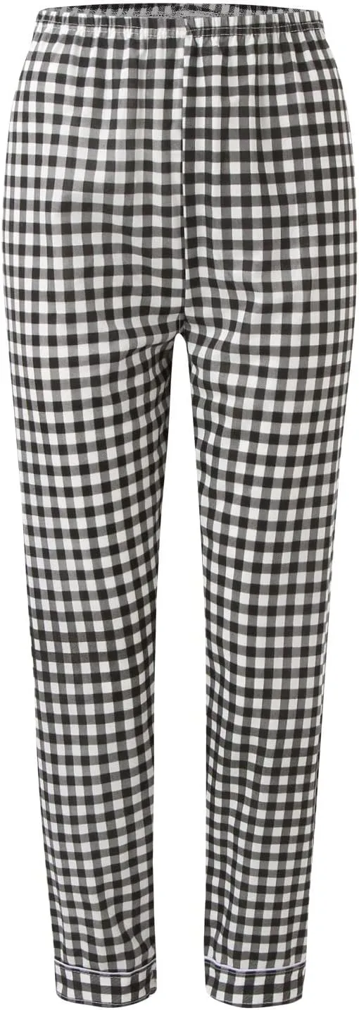 Womens Pajama Sets Women Casual Lapel Button Print Two Long Sleeve Pajamas Pajamas Fall Ribbed Color Block Lounge