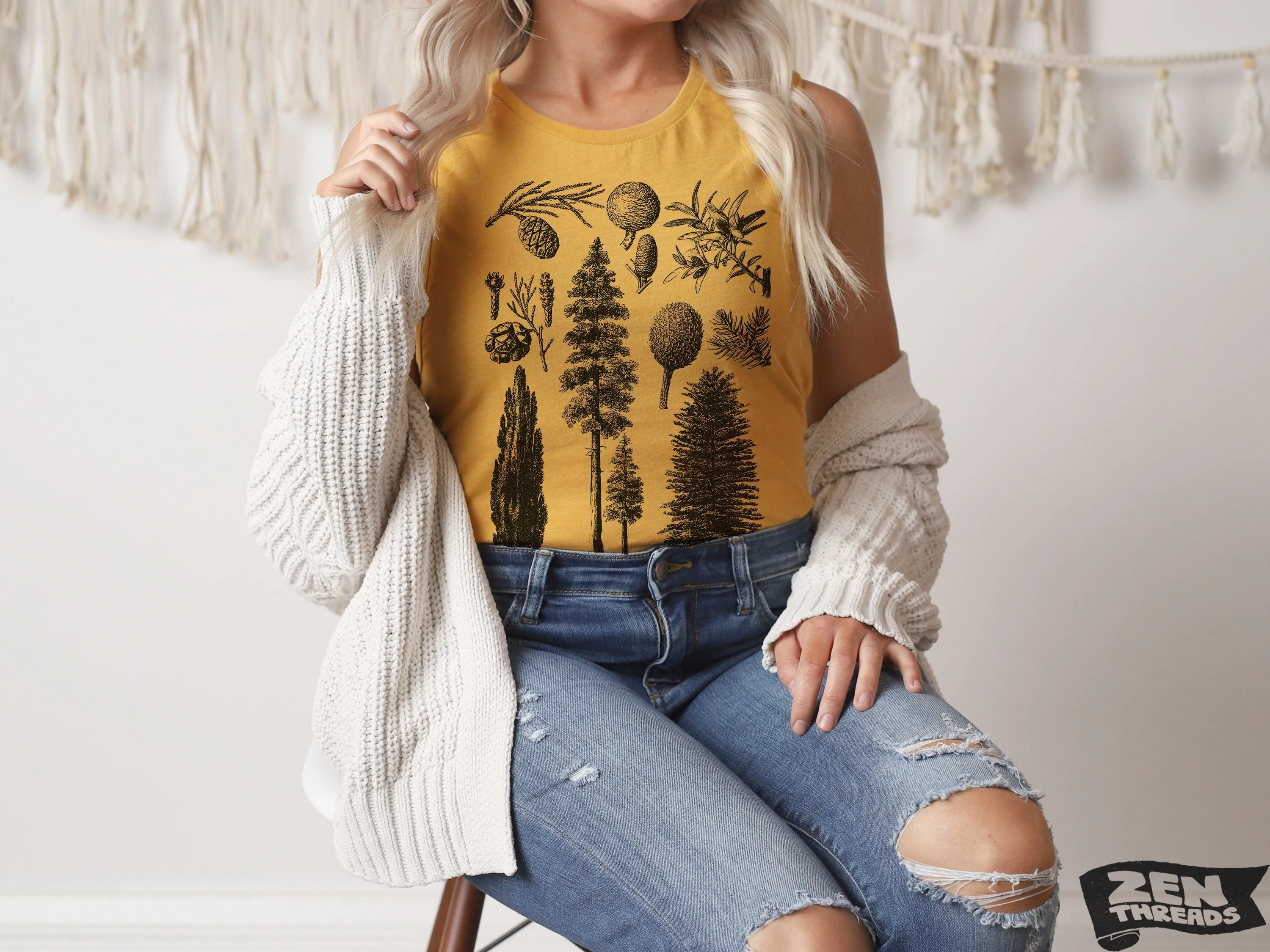 Women's Pines Muscle Tank - Pine Trees Nature Lover Fitness Tee (Redwoods Forest Camping Yoga Gym)