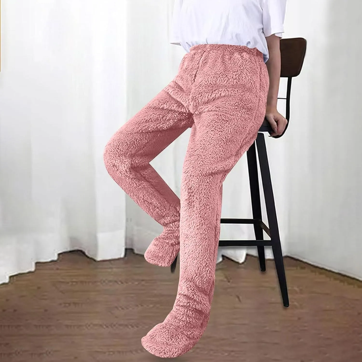 Women's Plush Fleece Footed Pajama Pants - Comfy Soft Winter Lounge Trousers