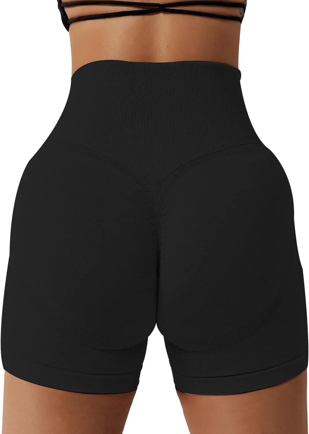 Women's Seamless Athletic Shorts - High Waisted Breathable Workout Shorts with Mesh Panels, Tummy Control & Breathable