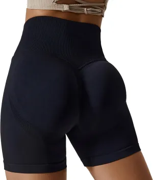 Women's Seamless Athletic Shorts - High Waisted Breathable Workout Shorts with Mesh Panels, Tummy Control & Breathable