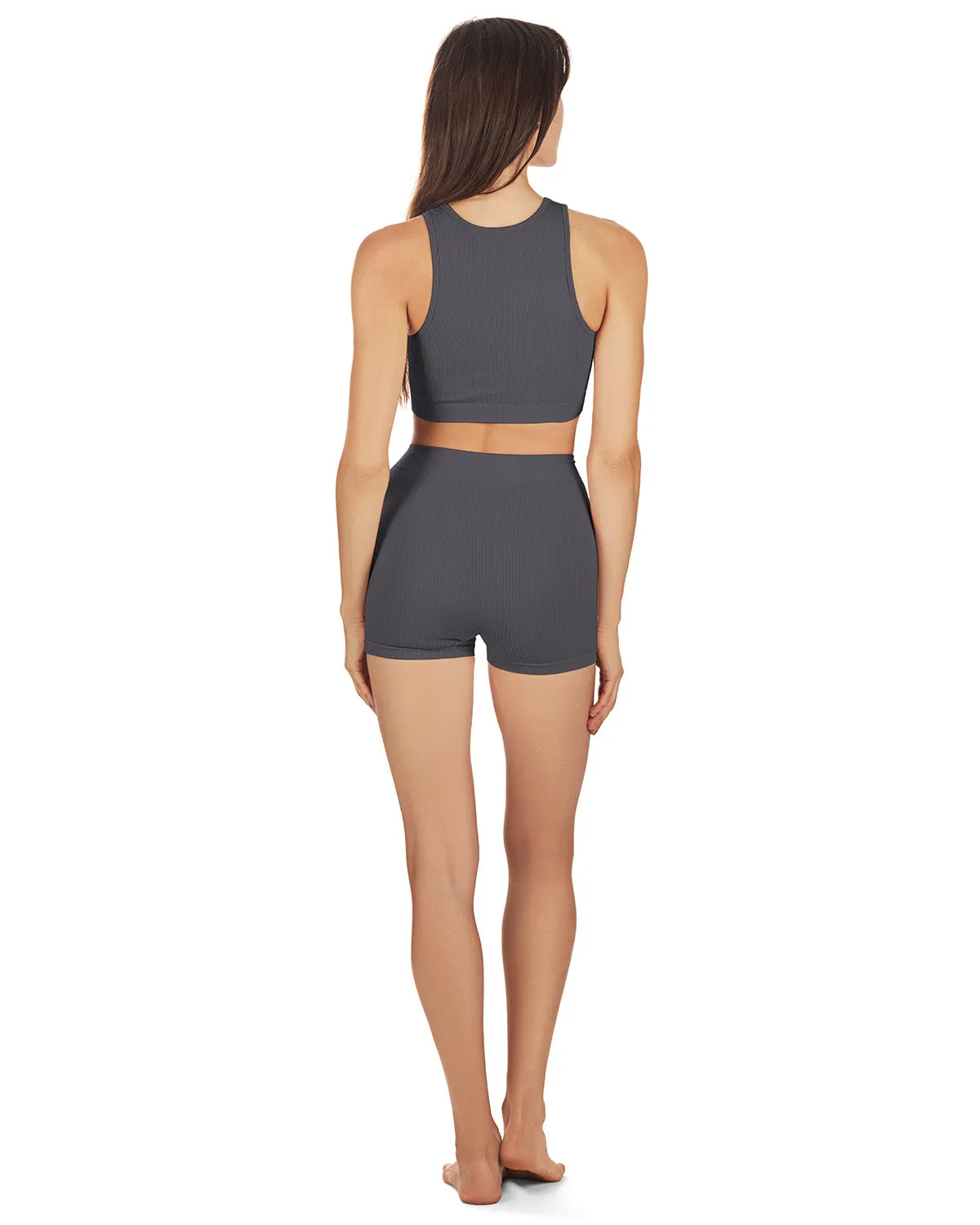 Women's Seamless Rib Bralette and Boyshort Panty Set