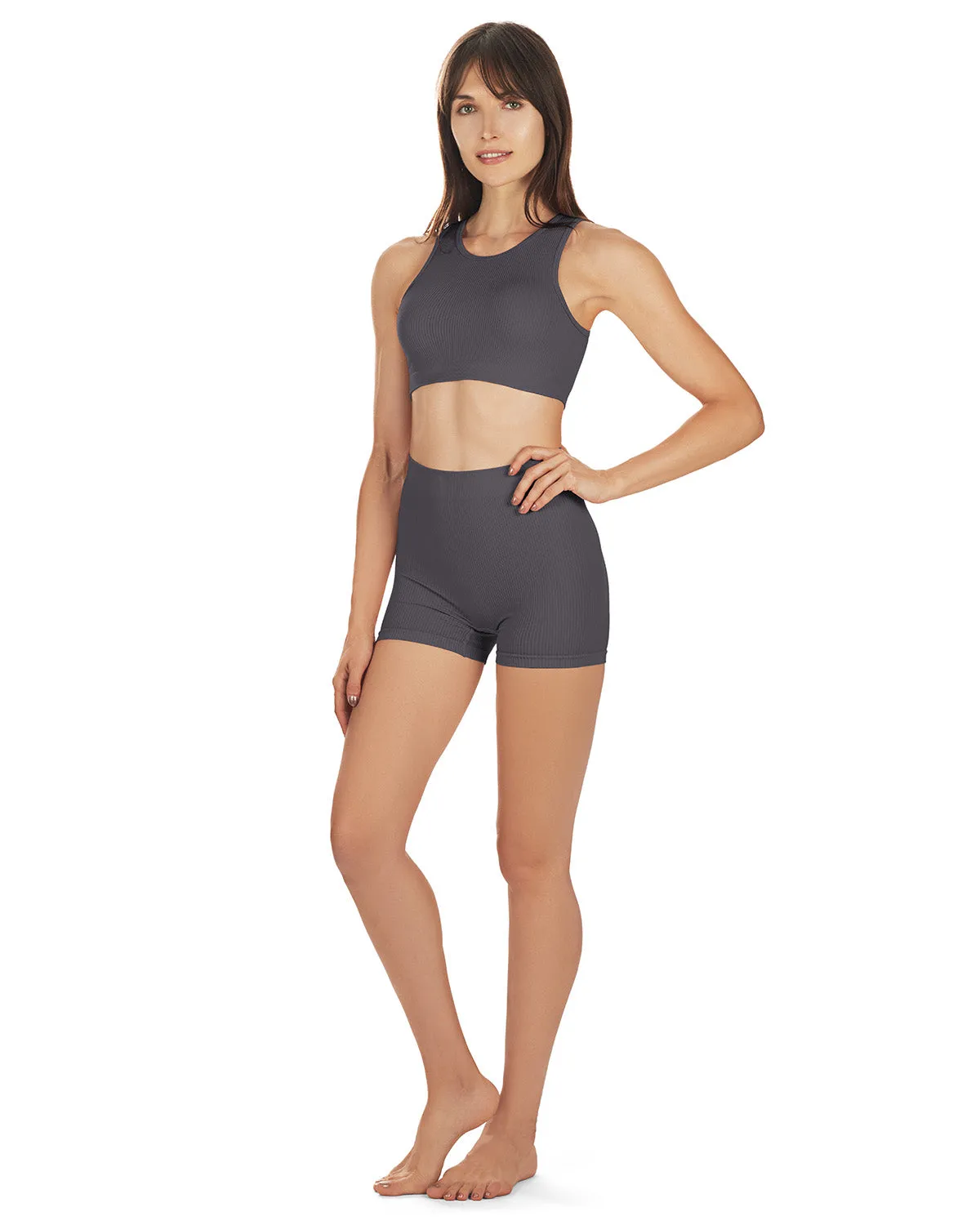 Women's Seamless Rib Bralette and Boyshort Panty Set