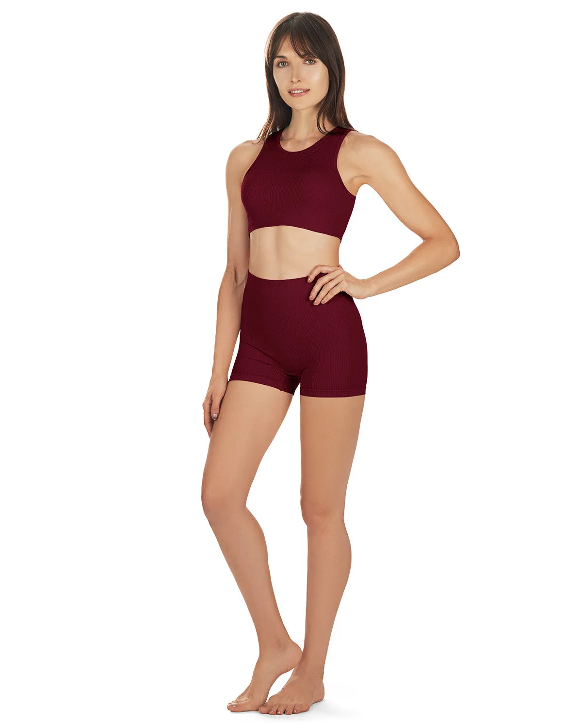 Women's Seamless Rib Bralette and Boyshort Panty Set
