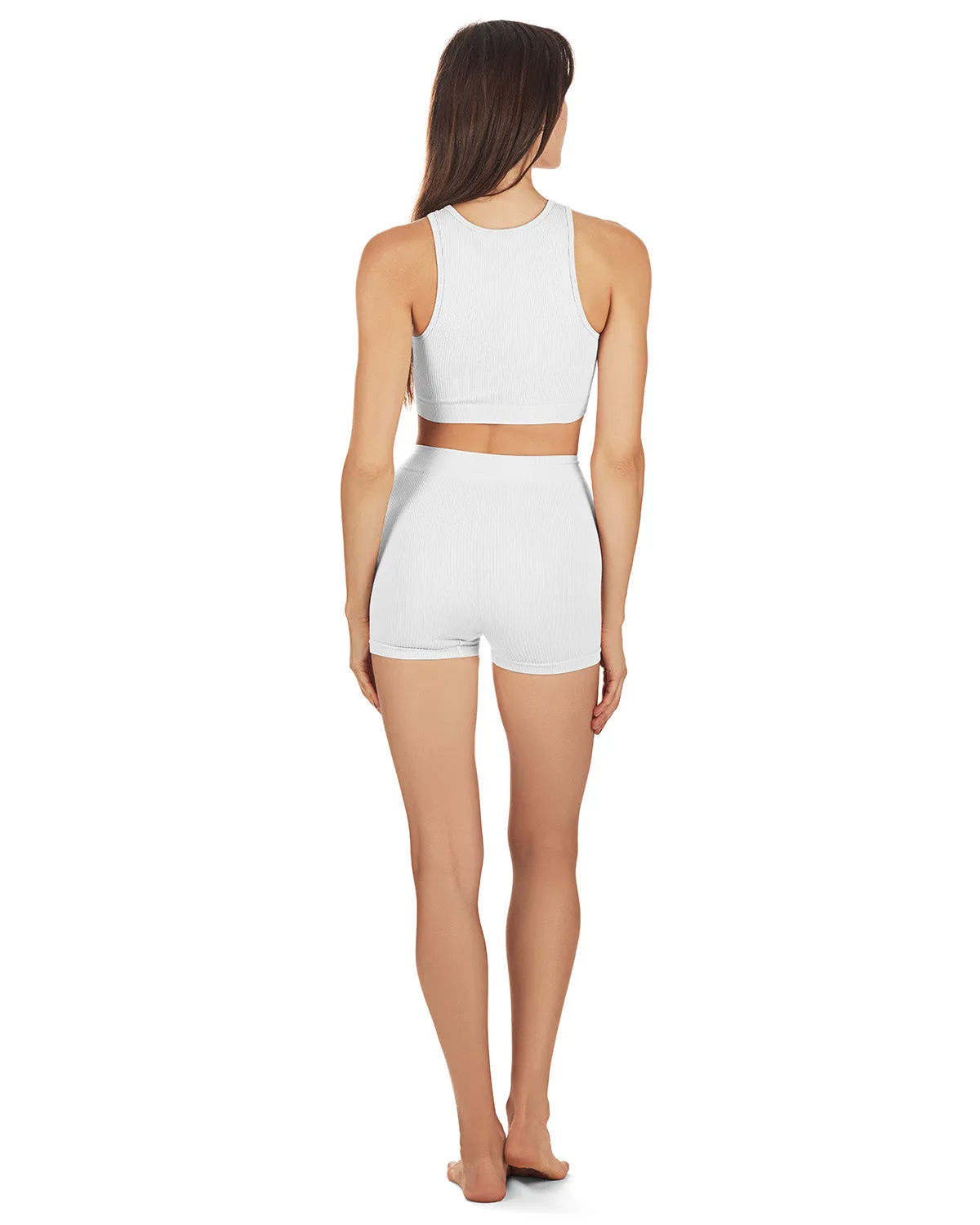 Women's Seamless Rib Bralette and Boyshort Panty Set