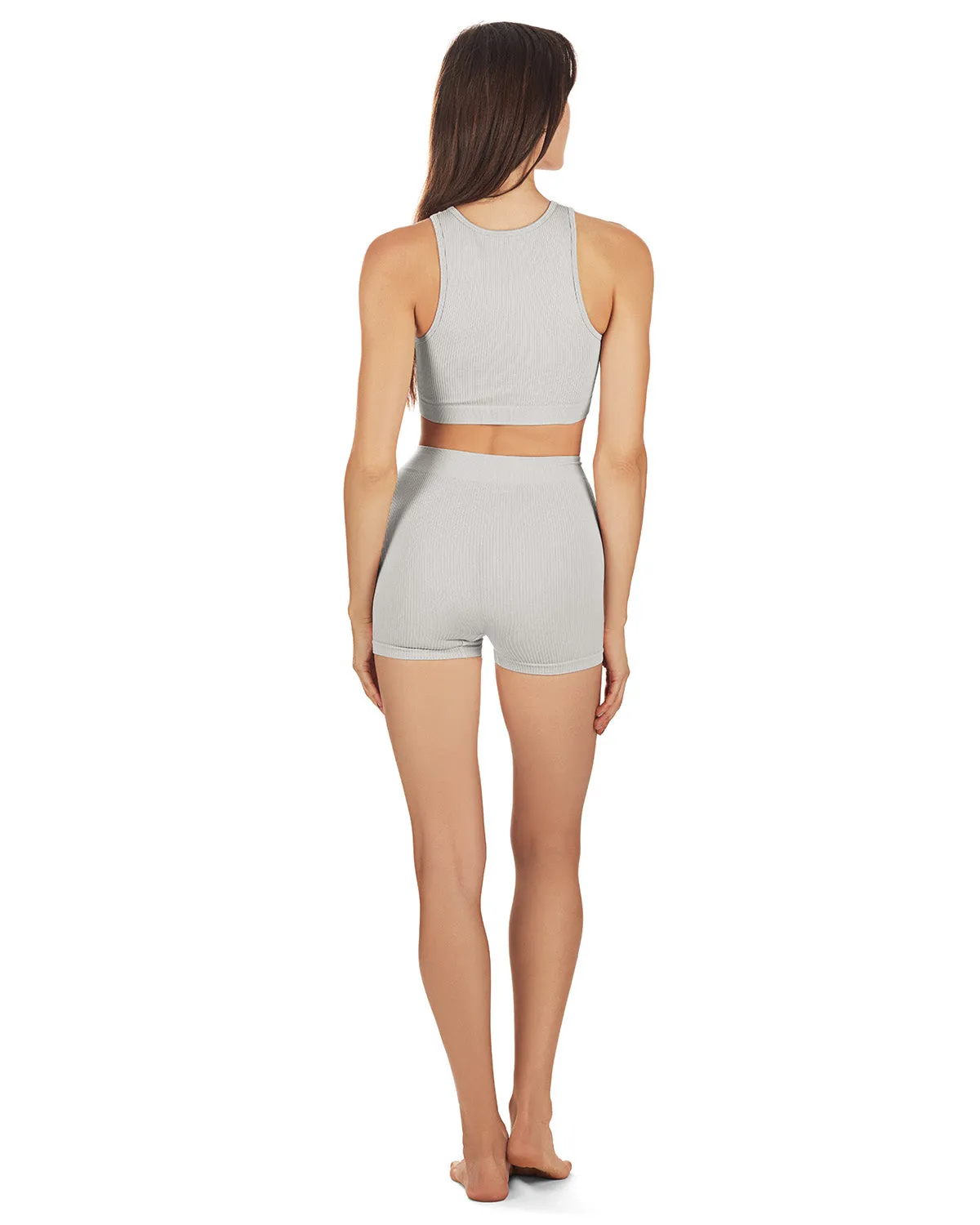Women's Seamless Rib Bralette and Boyshort Panty Set