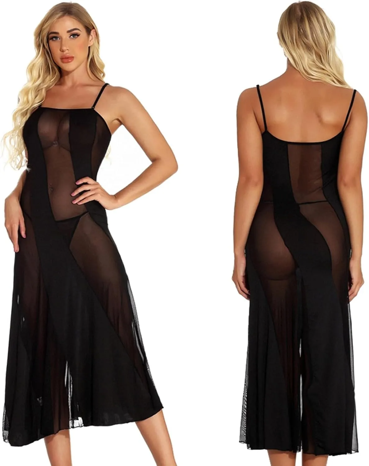 Womens Seductive Lingerie Plus Size Nightwear Lace Mesh Pajamas Transparent Sleepwear for Figures