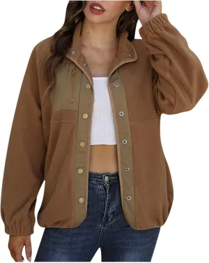 Womens Short Faux Fur Coat Casual Shaggy Wool Sherpa Jacket Fashion Warm Winter Button Down Cropped Fleece Teddy Coat