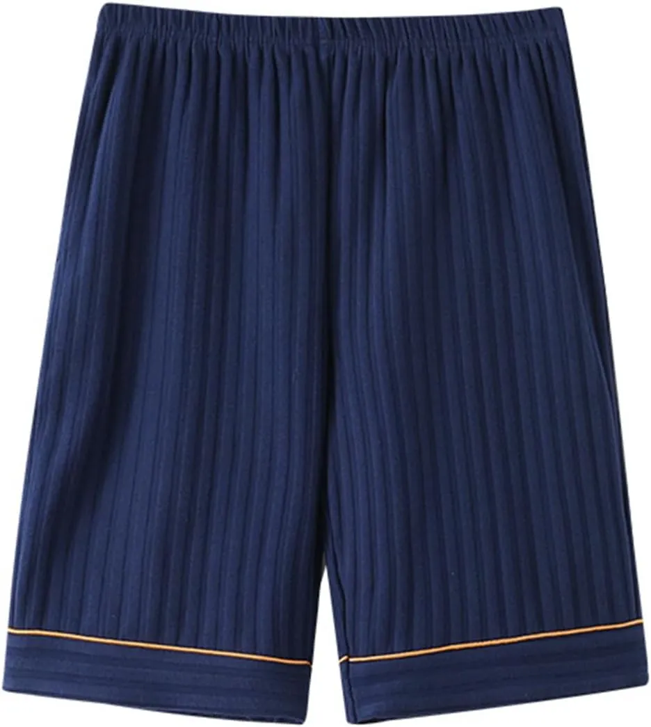 Womens Sleep Pajama Bermuda Shorts Plus Size Cotton High Waist Striped Boxer Shorts Soft Cute Lounge Pj Bottoms