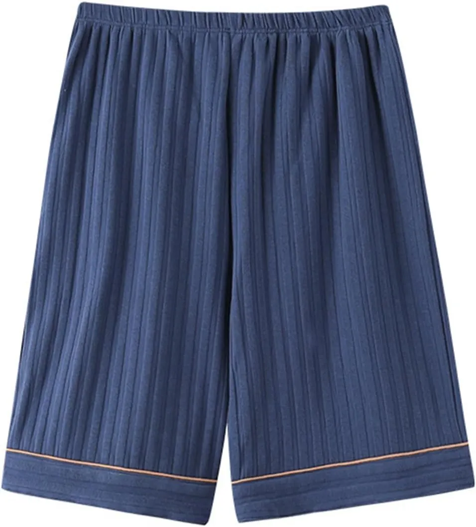 Womens Sleep Pajama Bermuda Shorts Plus Size Cotton High Waist Striped Boxer Shorts Soft Cute Lounge Pj Bottoms