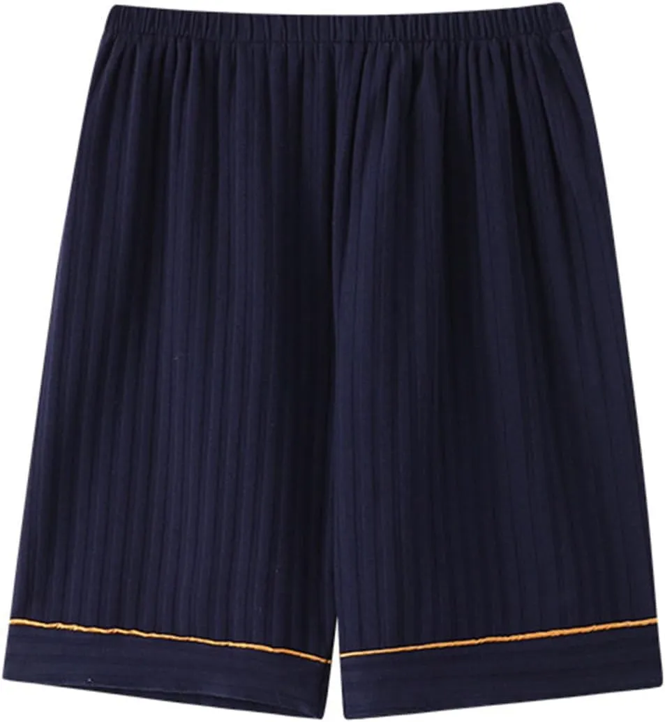 Womens Sleep Pajama Bermuda Shorts Plus Size Cotton High Waist Striped Boxer Shorts Soft Cute Lounge Pj Bottoms