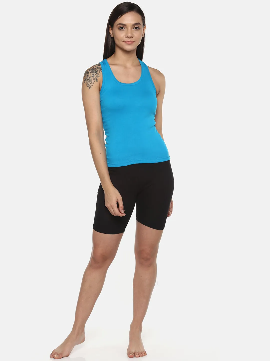 Women's Solid Pure Cotton Camisole with Racerback Style | SARA-SKY-1 |