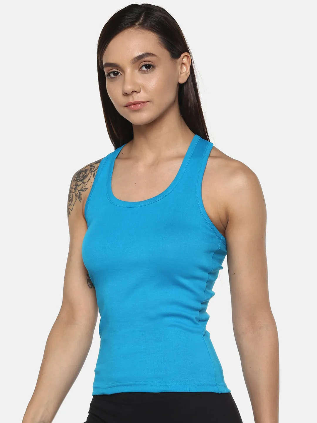 Women's Solid Pure Cotton Camisole with Racerback Style | SARA-SKY-1 |