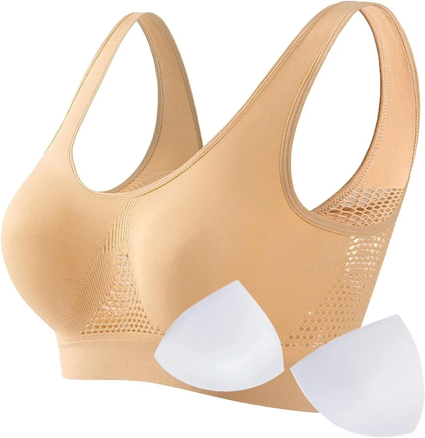 Women's Sports Bra Breathable No Wire Everyday Bras Soft Support Breathable Medium Support Mesh Bras