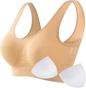 Women's Sports Bra Breathable No Wire Everyday Bras Soft Support Breathable Medium Support Mesh Bras