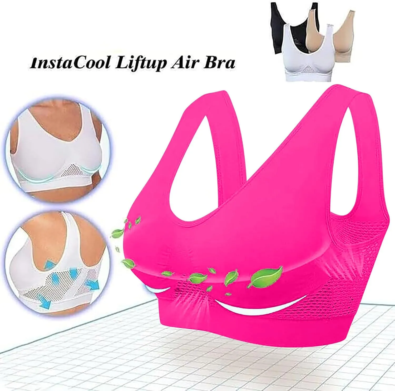 Women's Sports Bra Breathable No Wire Everyday Bras Soft Support Breathable Medium Support Mesh Bras