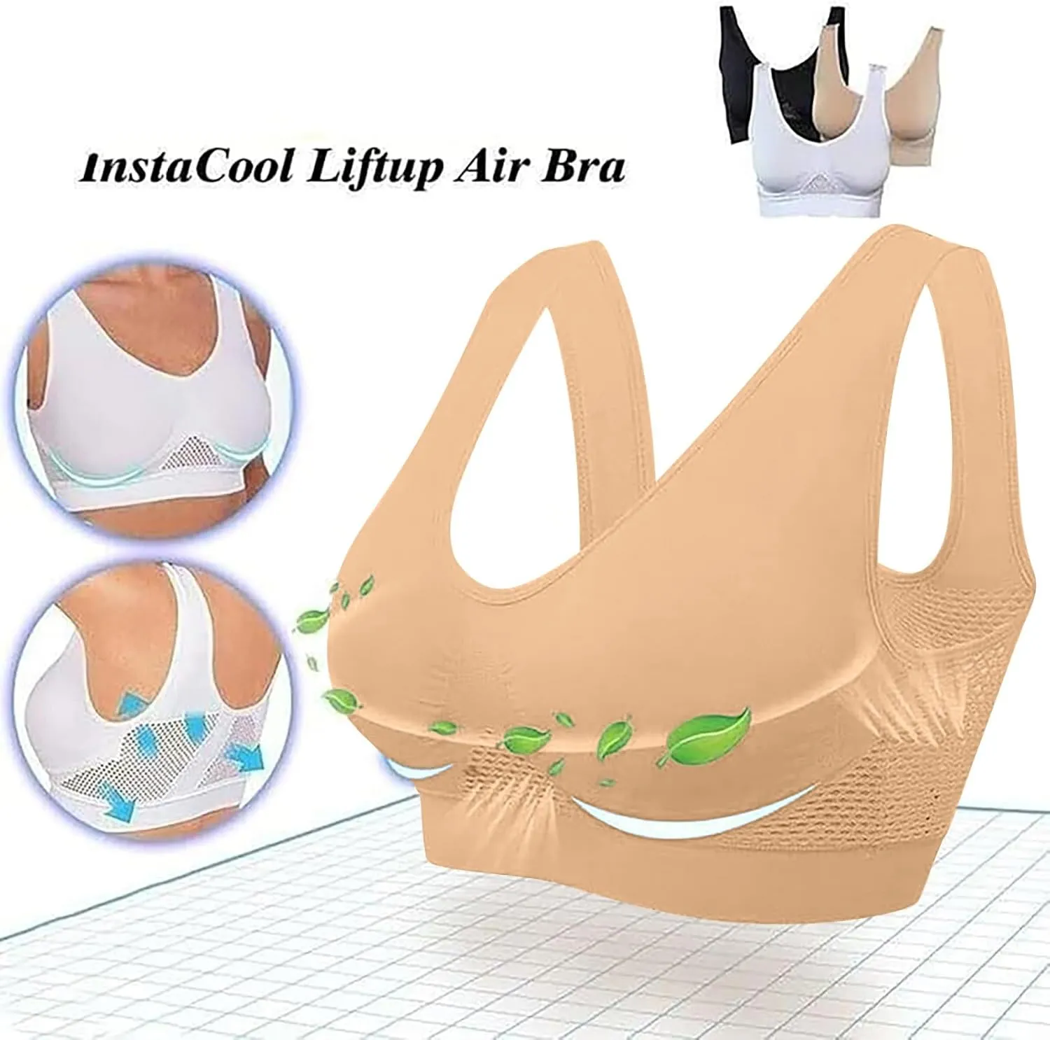 Women's Sports Bra Breathable No Wire Everyday Bras Soft Support Breathable Medium Support Mesh Bras