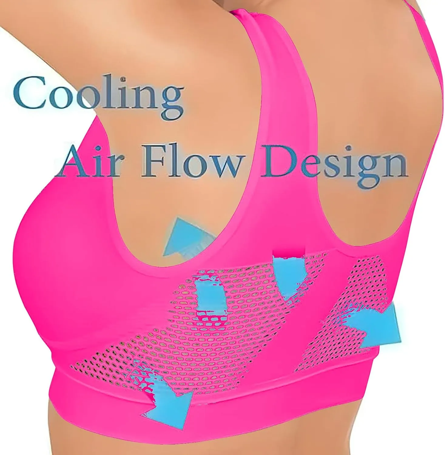 Women's Sports Bra Breathable No Wire Everyday Bras Soft Support Breathable Medium Support Mesh Bras