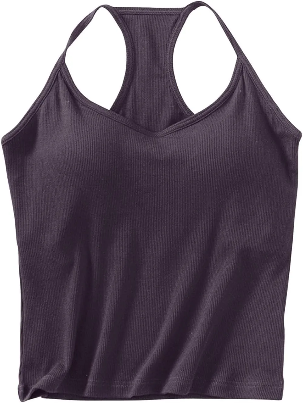 Womens Sports Bra Seamless Crop Tank Racer Back Spaghetti Strap Workout Yoga Shirts Padded Halter Neck Casual Tops