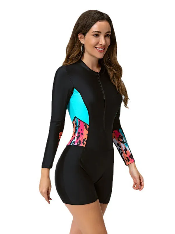 Women's Sports Printed One Piece Swimsuit UPF50  Rash Guard