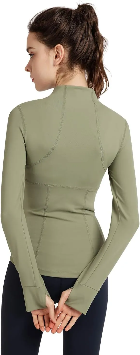 Women's Stretchy Workout Jackets Lightweight Full Zip Running Track Jacket