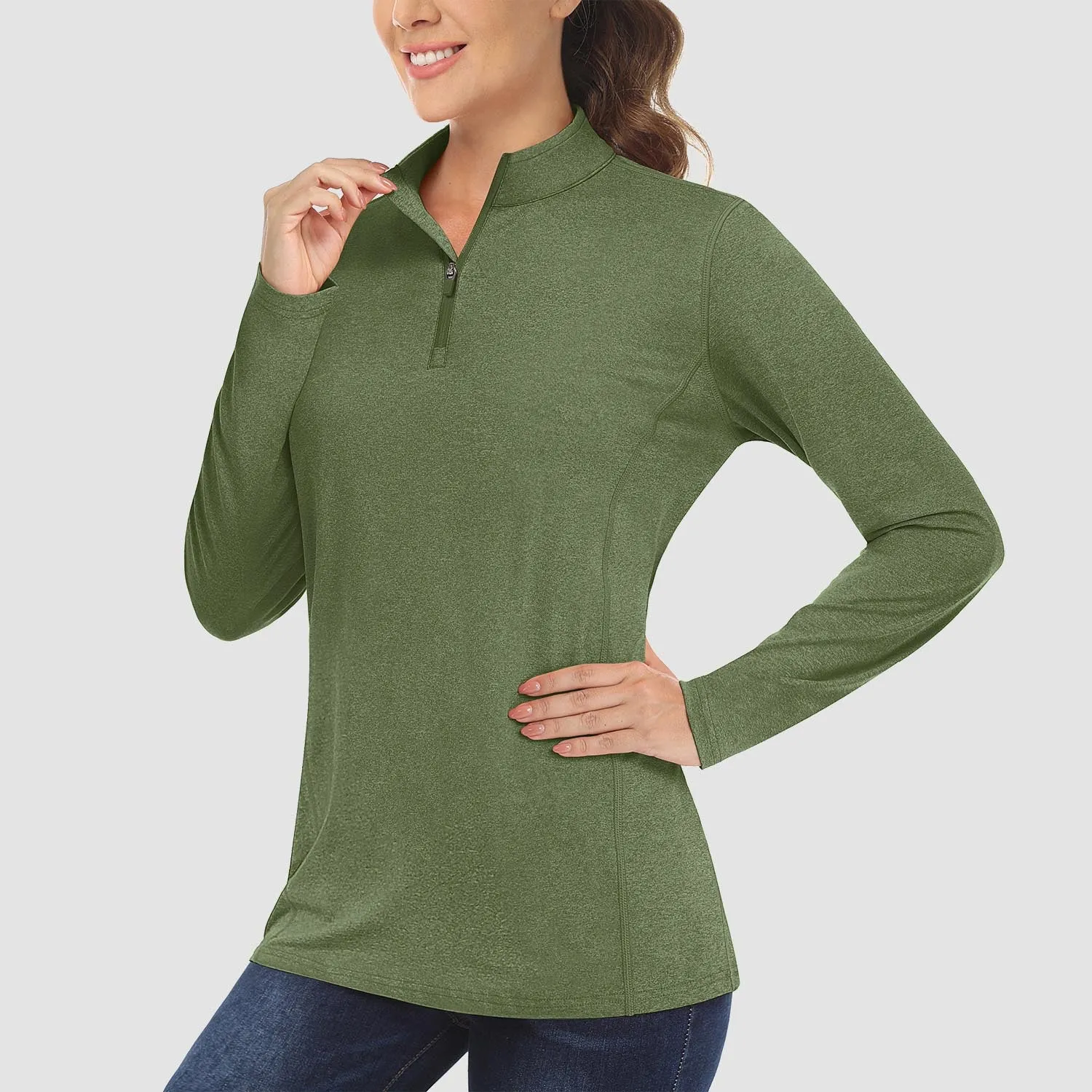 Women's Sun Protection Shirt Long Sleeve 1/4 Zip UPF50  UV Shirts Quick Dry