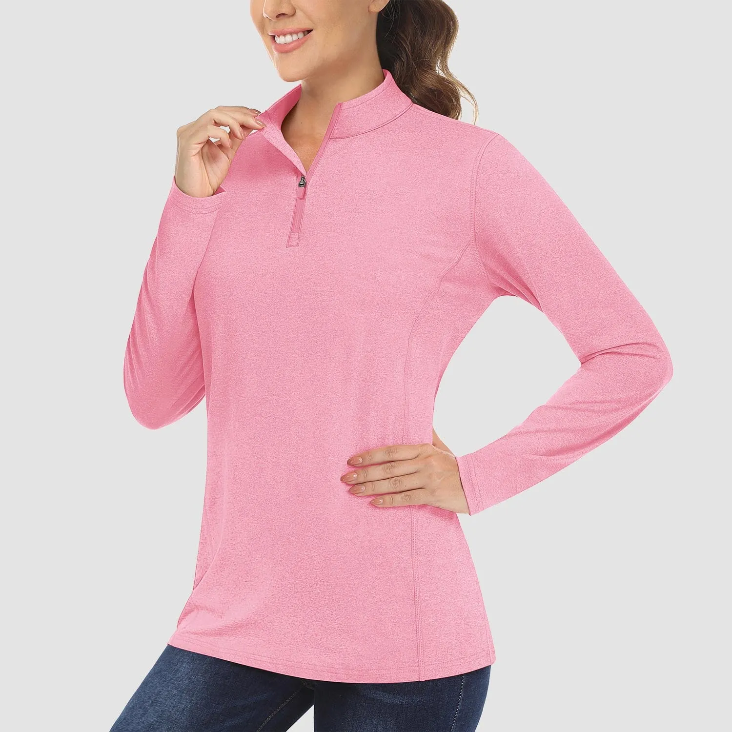 Women's Sun Protection Shirt Long Sleeve 1/4 Zip UPF50  UV Shirts Quick Dry