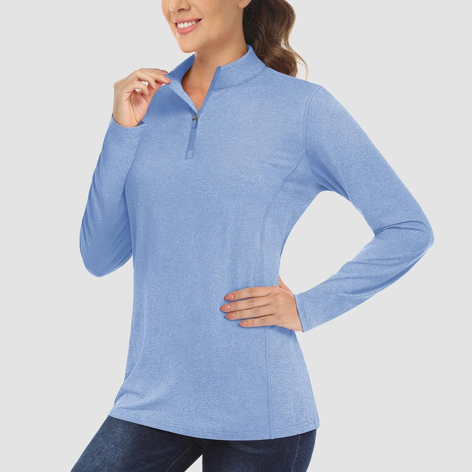 Women's Sun Protection Shirt Long Sleeve 1/4 Zip UPF50  UV Shirts Quick Dry