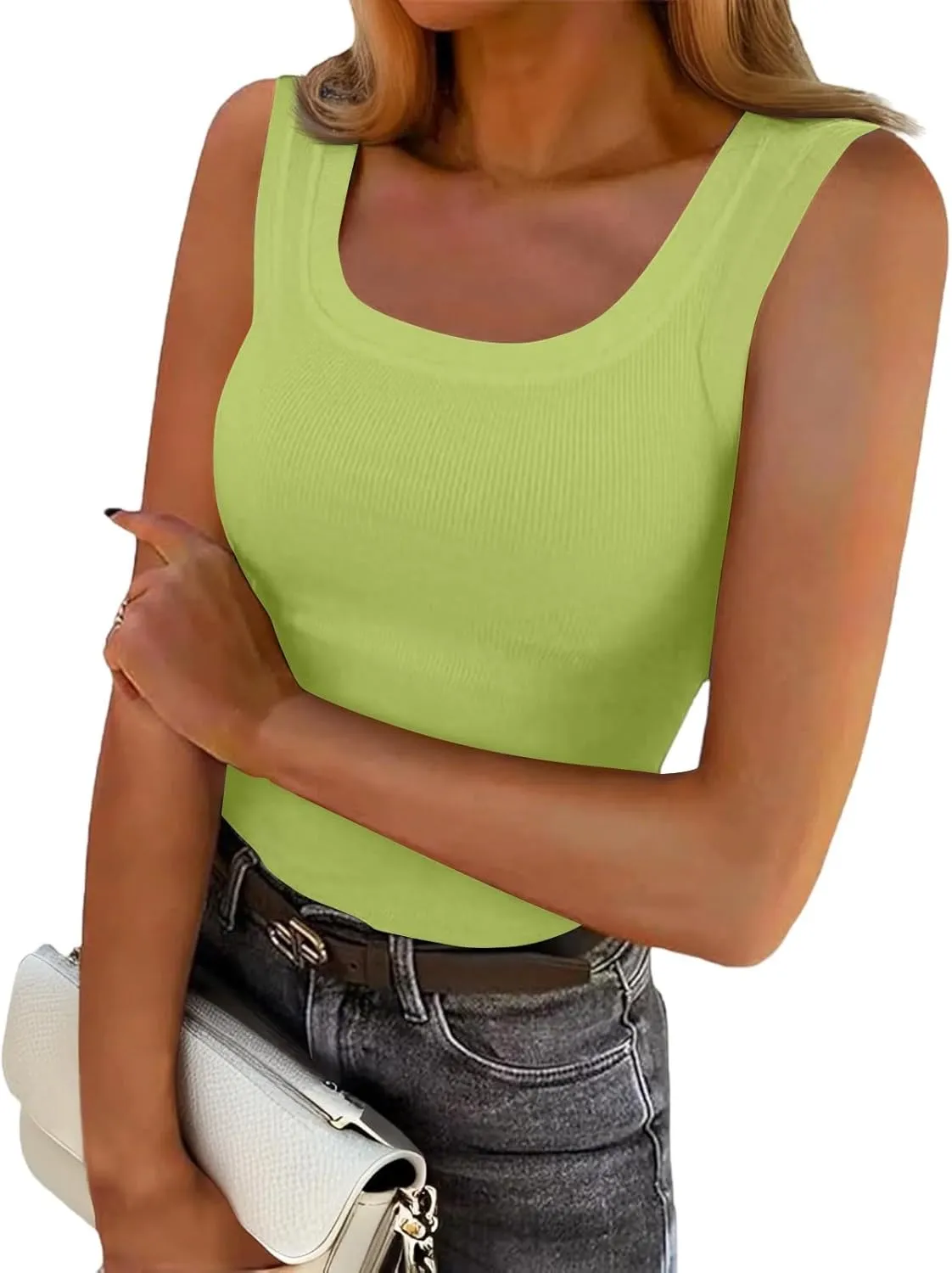 Womens Tank Top 2025 Built in Bra Adjustable Spaghetti Strap Workout Tops Gym Shirts Sleeveless Basic Under Clothes
