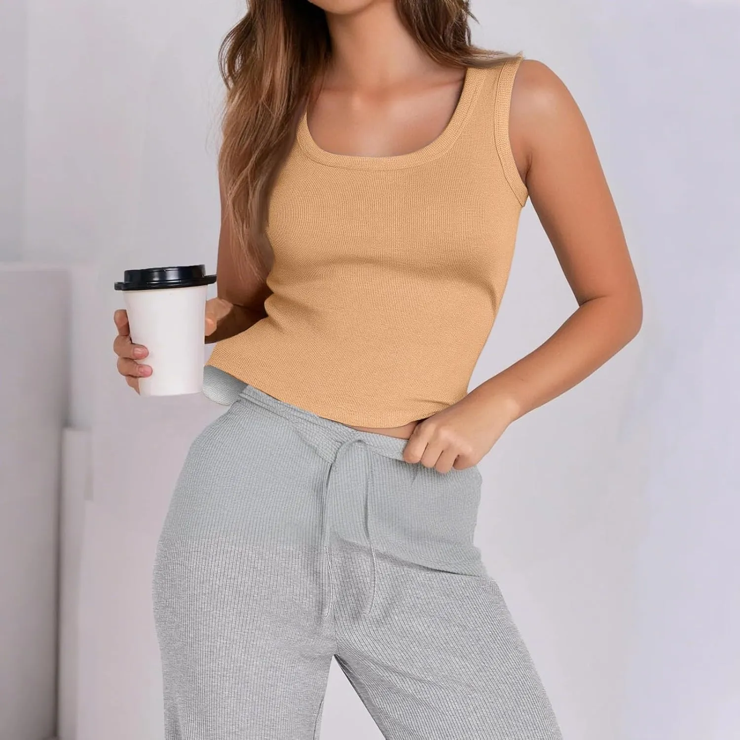 Womens Tank Top 2025 Built in Bra Adjustable Spaghetti Strap Workout Tops Gym Shirts Sleeveless Basic Under Clothes