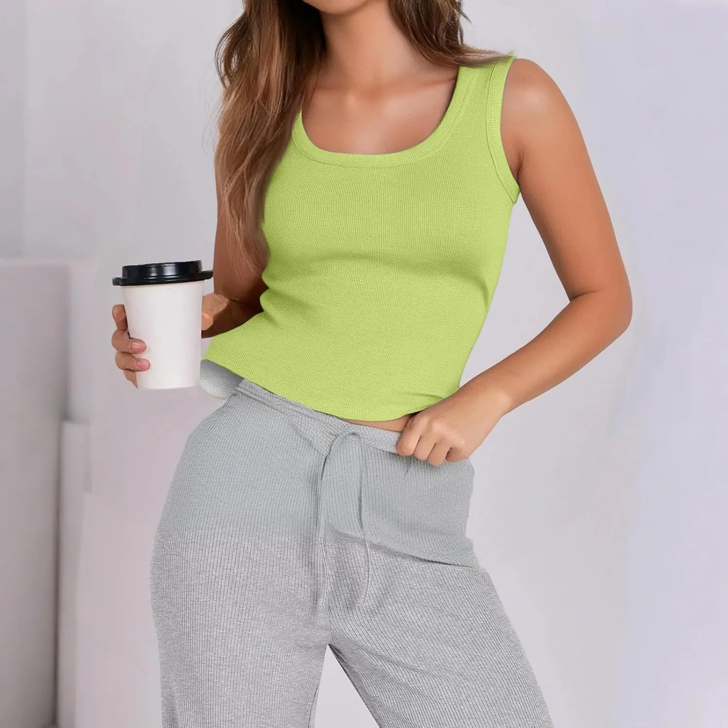 Womens Tank Top 2025 Built in Bra Adjustable Spaghetti Strap Workout Tops Gym Shirts Sleeveless Basic Under Clothes