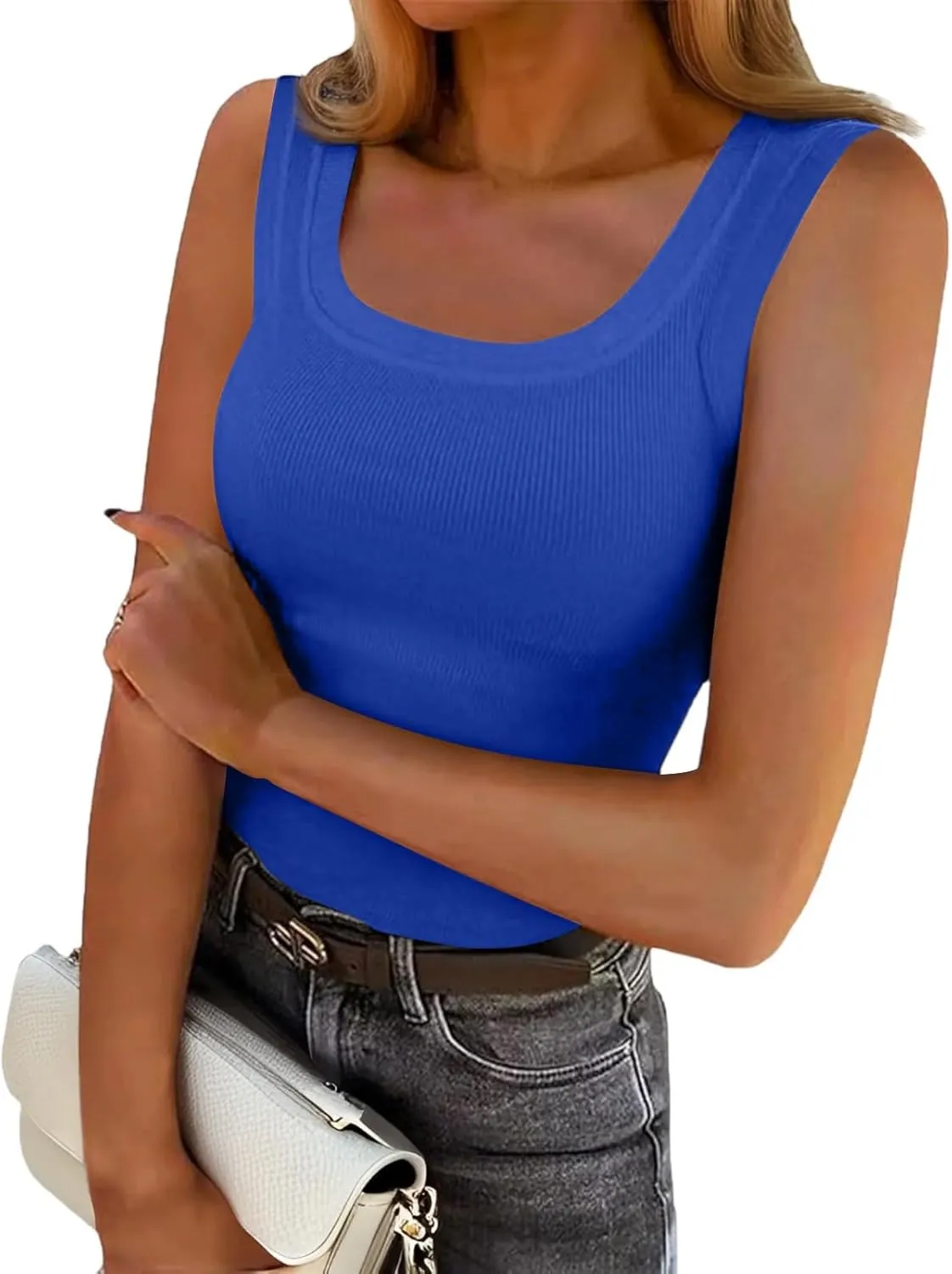 Womens Tank Top 2025 Built in Bra Adjustable Spaghetti Strap Workout Tops Gym Shirts Sleeveless Basic Under Clothes