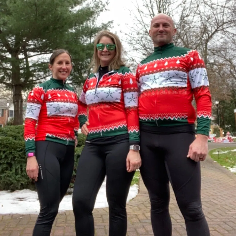 Women's Ugly Christmas Sweater Short Sleeve Cycling Jersey
