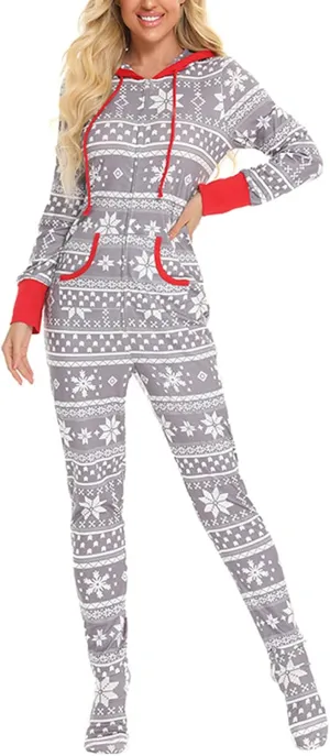 Womens Waffle Knit Pajama Sets Women's Feet Hooded Pajamas Suit Soft Warm Sleepwear Soft Silky Sleepwear Loungewear