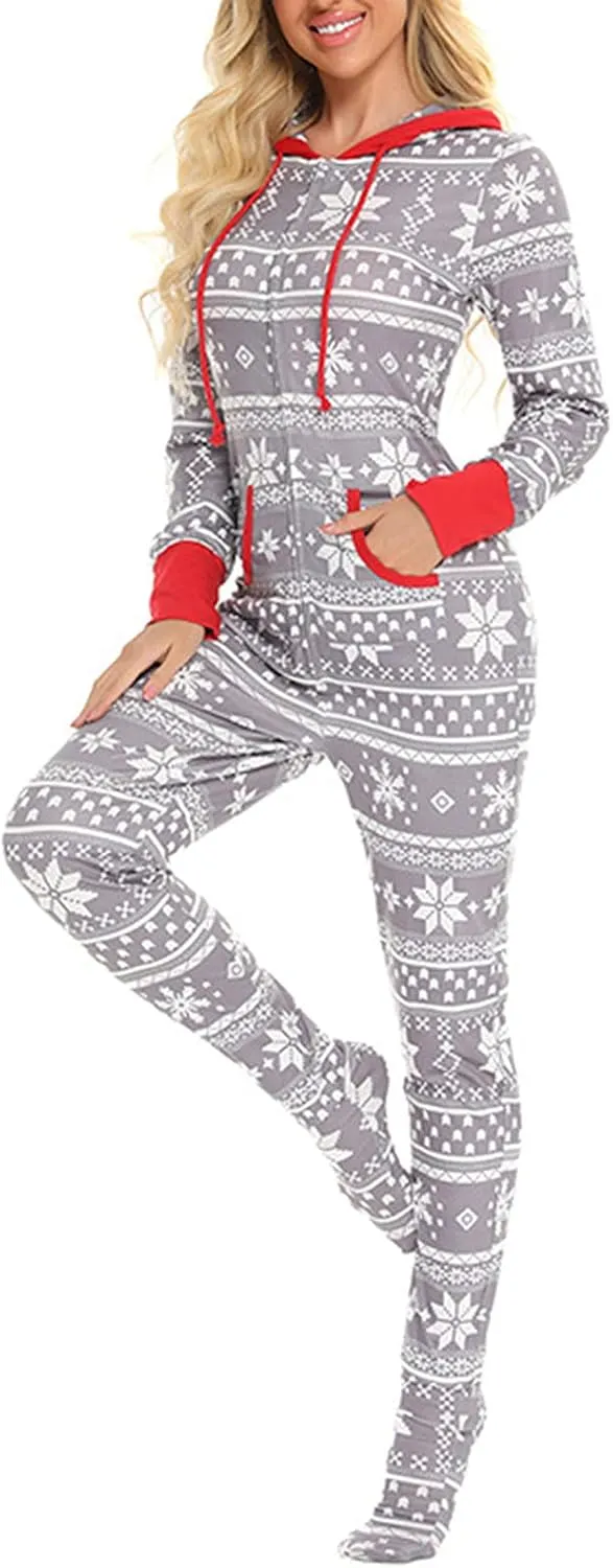 Womens Waffle Knit Pajama Sets Women's Feet Hooded Pajamas Suit Soft Warm Sleepwear Soft Silky Sleepwear Loungewear