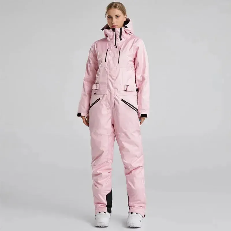 Women's White One Piece Snow Jumpsuits Ski Suits 