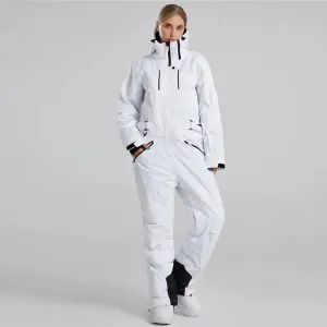 Women's White One Piece Snow Jumpsuits Ski Suits 