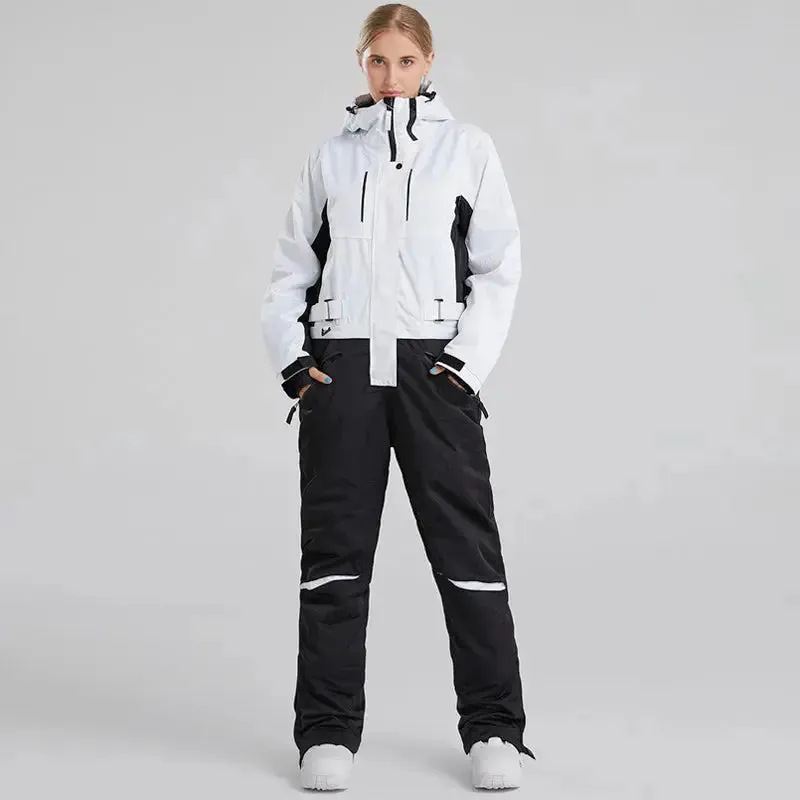 Women's White One Piece Snow Jumpsuits Ski Suits 