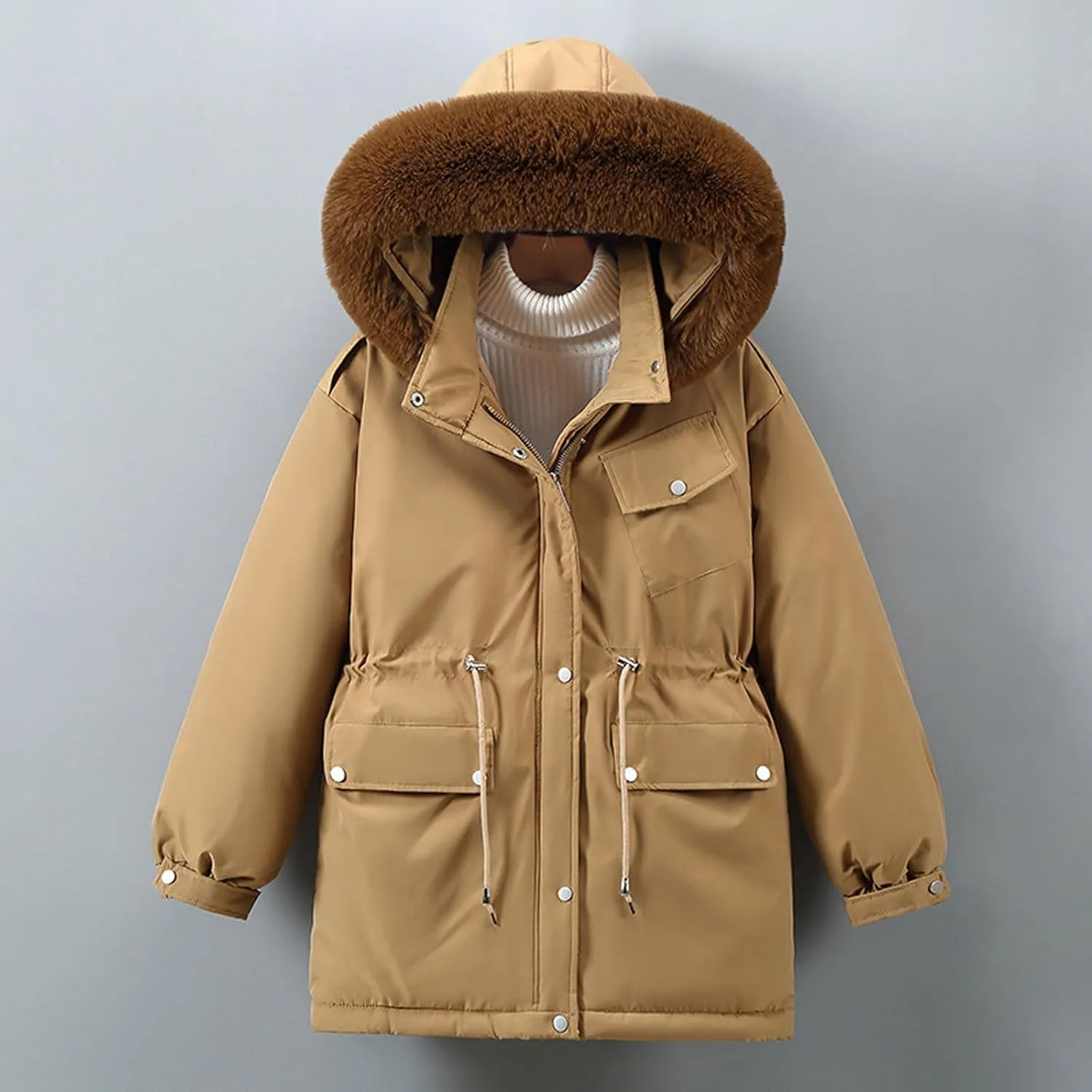 Womens Winter Coats with Faux Fur Hood Thicken Quilted Lightweight Puffer Jackets Down Coats Plus Size Parkas Outerwear
