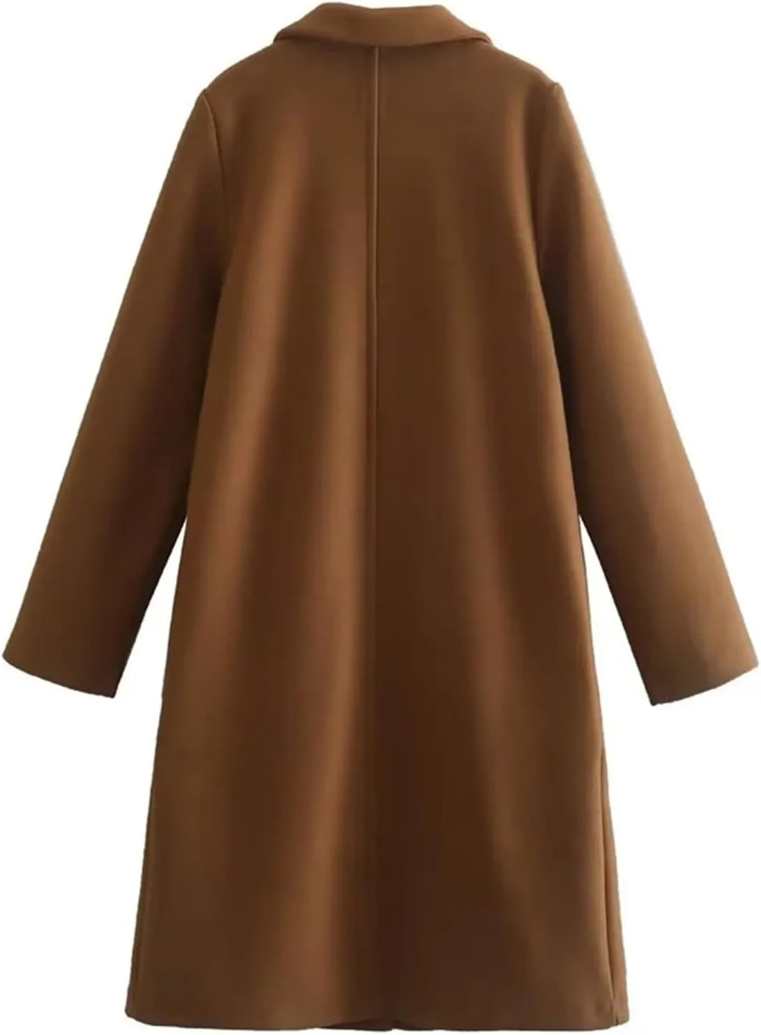 Womens Winter Wool Jackets Open Front Cardigan Long Sleeve Lapel Casual Thicken Warm Outerwear Overcoat Long Peacoat