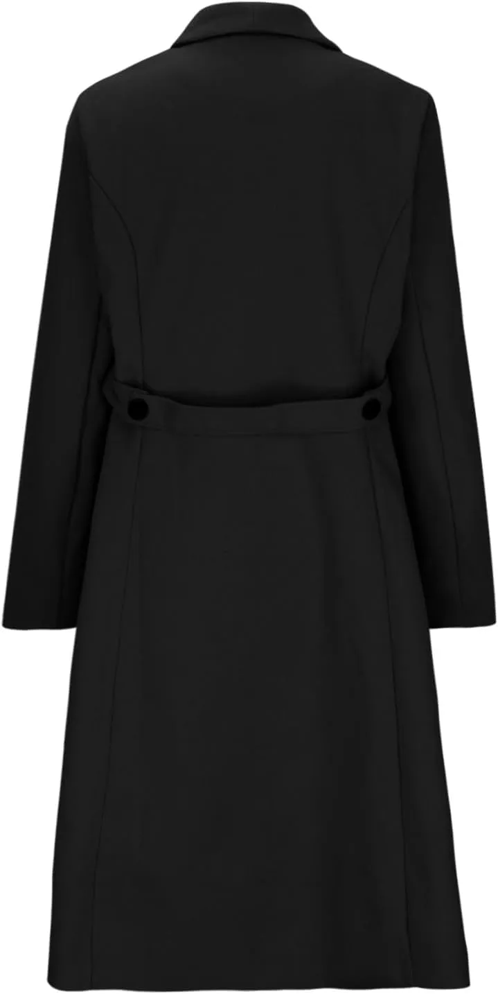 Women's Wool Blend Coats Winter Open Front Cardigan Pea Coat Overcoat Lapel Business Casual Long Trench Coat Outerwear