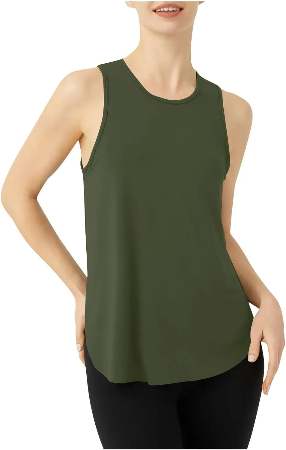 Womens Workout Tank Tops Solid Color Sleeveless Athletic Yoga Gym Tank Tops Quick Dry Loose Fit Sports Shirts