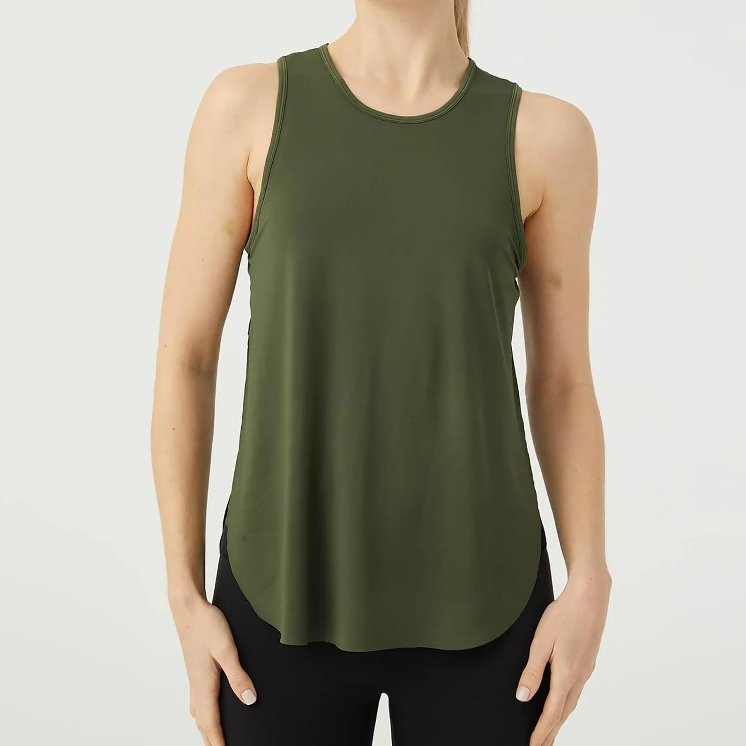 Womens Workout Tank Tops Solid Color Sleeveless Athletic Yoga Gym Tank Tops Quick Dry Loose Fit Sports Shirts