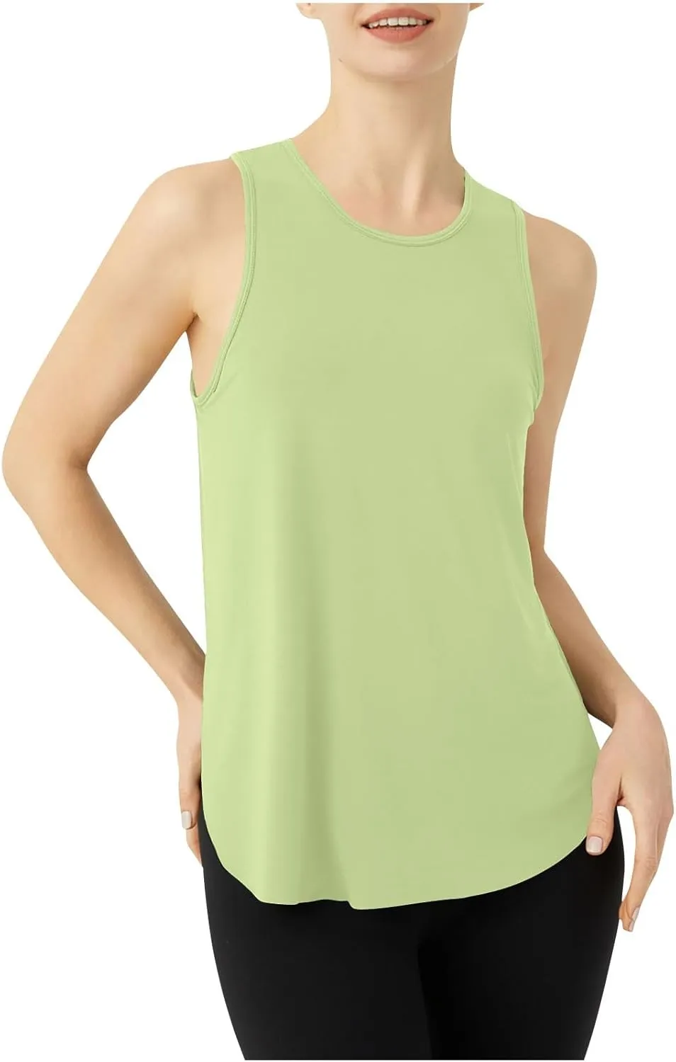 Womens Workout Tank Tops Solid Color Sleeveless Athletic Yoga Gym Tank Tops Quick Dry Loose Fit Sports Shirts