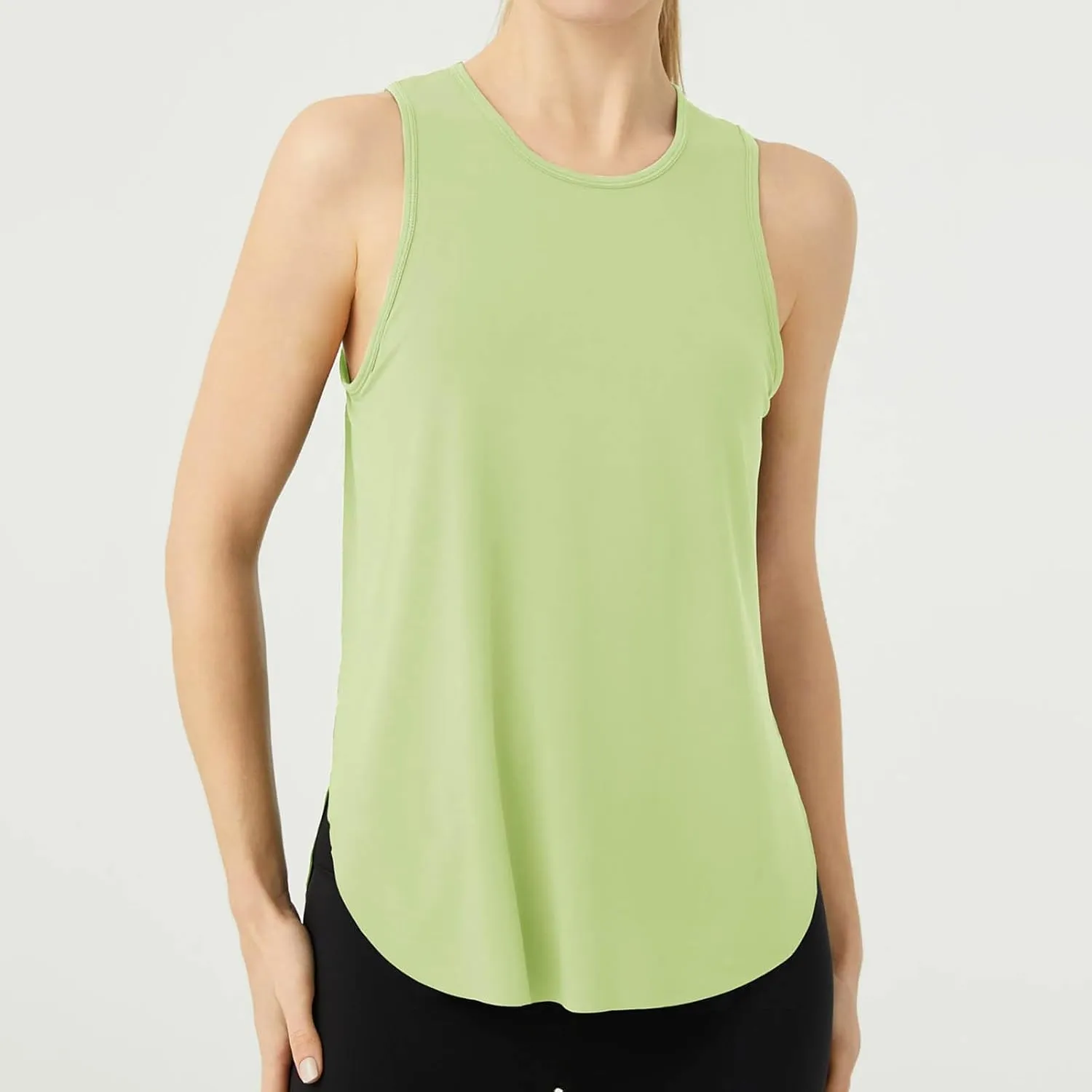 Womens Workout Tank Tops Solid Color Sleeveless Athletic Yoga Gym Tank Tops Quick Dry Loose Fit Sports Shirts