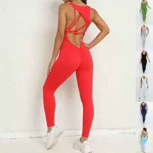 Women's Yoga Jumpsuit, Sleeveless, V-back